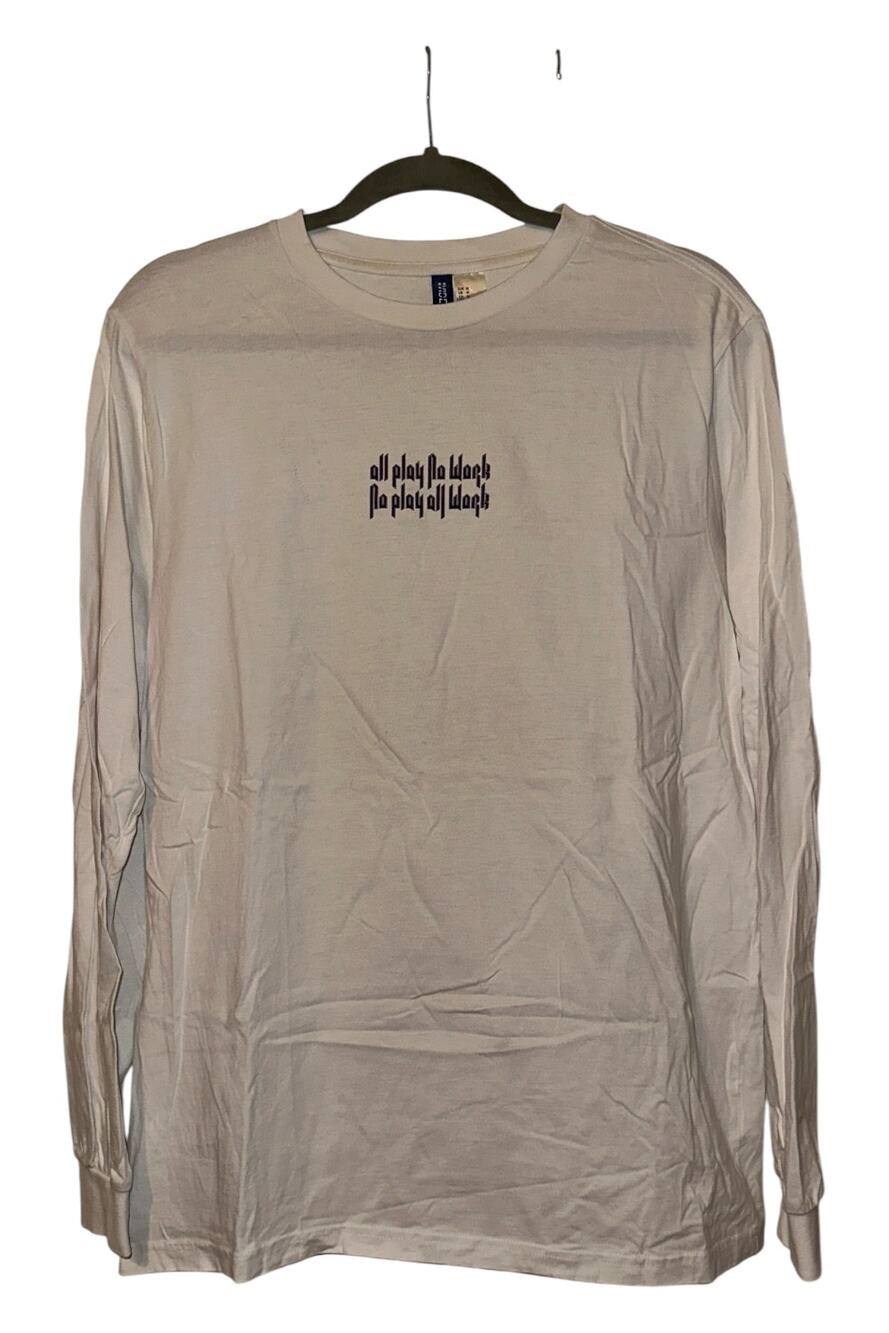 H&M Men's White Graphic Long Sleeve T-Shirt
